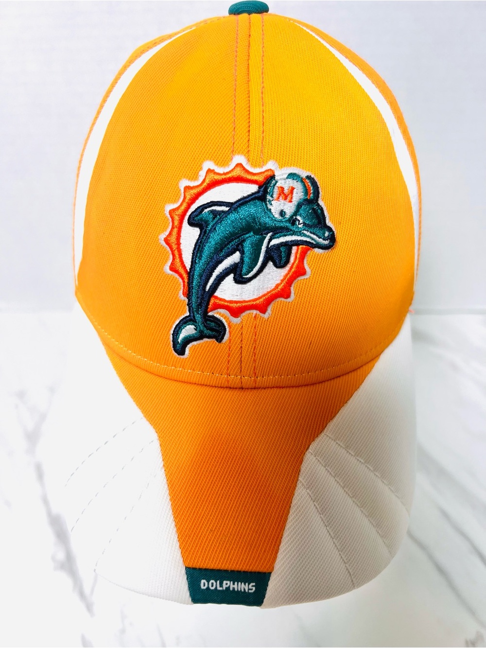 Reebok Miami Dolphins NFL Authentic Sideline Hat Orange White Y2K OSFA